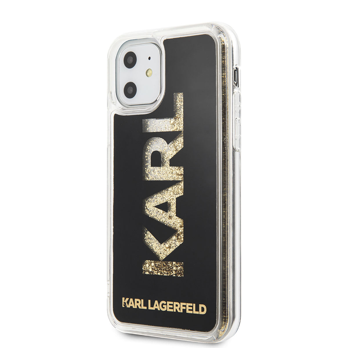 Karl Lagerfeld iPhone 11 Kılıf Sıvılı Simli Logo Dizayn Telefon Kılıfı - 6