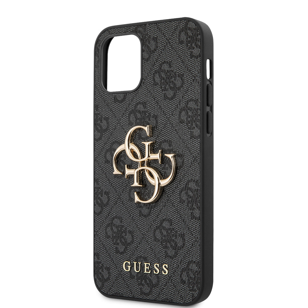 Guess iPhone 12 Pro Max Orjinal Lisanslı PU Deri Büyük Metal Logo Dizaynlı Kılıf