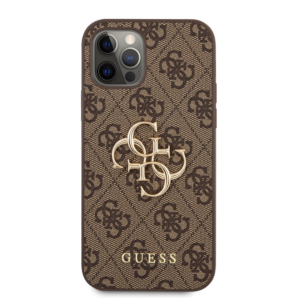Guess iPhone 12 Pro Max Orjinal Lisanslı PU Deri Büyük Metal Logo Dizaynlı Kılıf