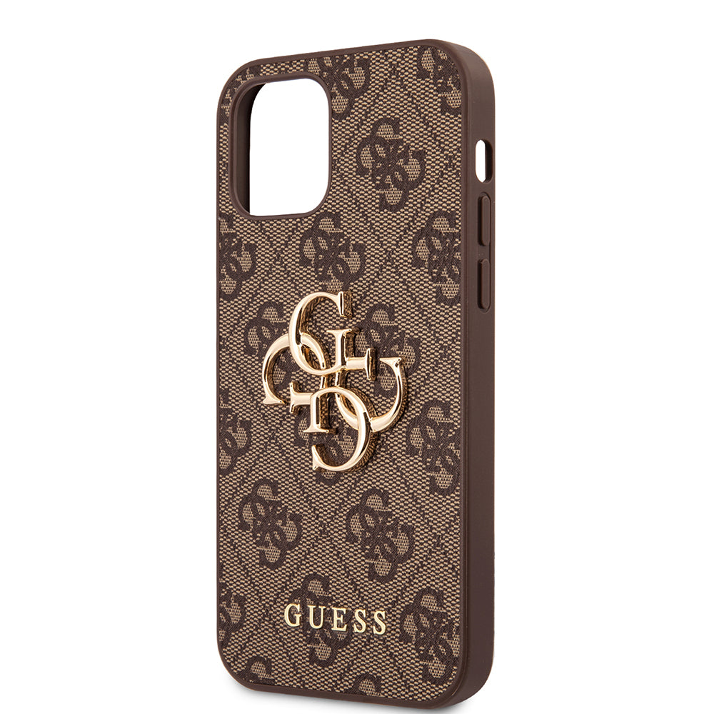 Guess iPhone 12 Pro Max Orjinal Lisanslı PU Deri Büyük Metal Logo Dizaynlı Kılıf