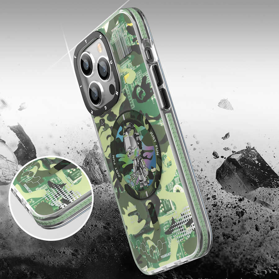 YoungKit Kamuflaj Serisi iPhone 13 Magsafe Şarj Özellikli Telefon Kılıfı - 7