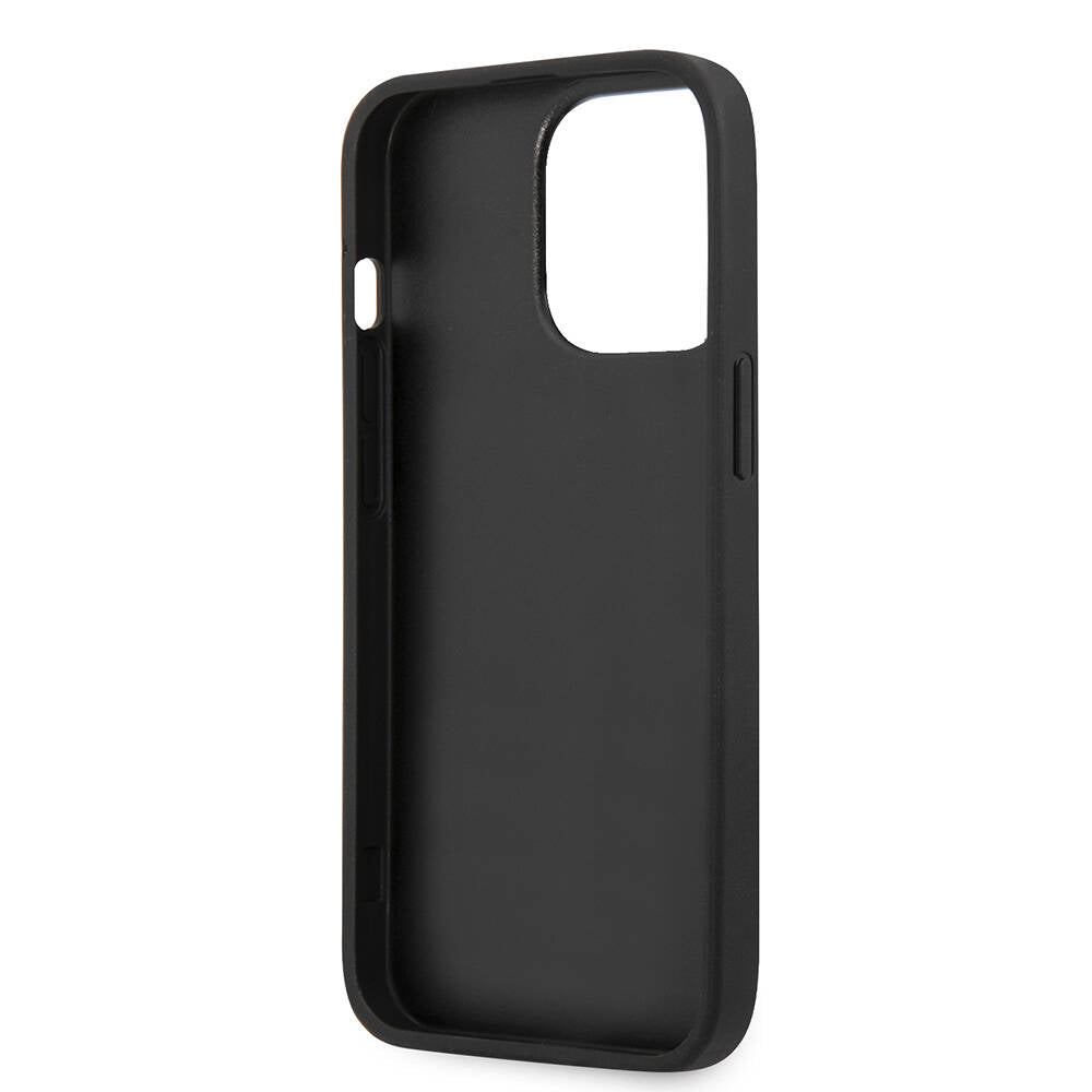 Guess iPhone 13 Pro Orjinal Lisanslı PU Deri 4G Desenli Metal Büyük ve 4G Logolu Telefon Kılıfı - 5