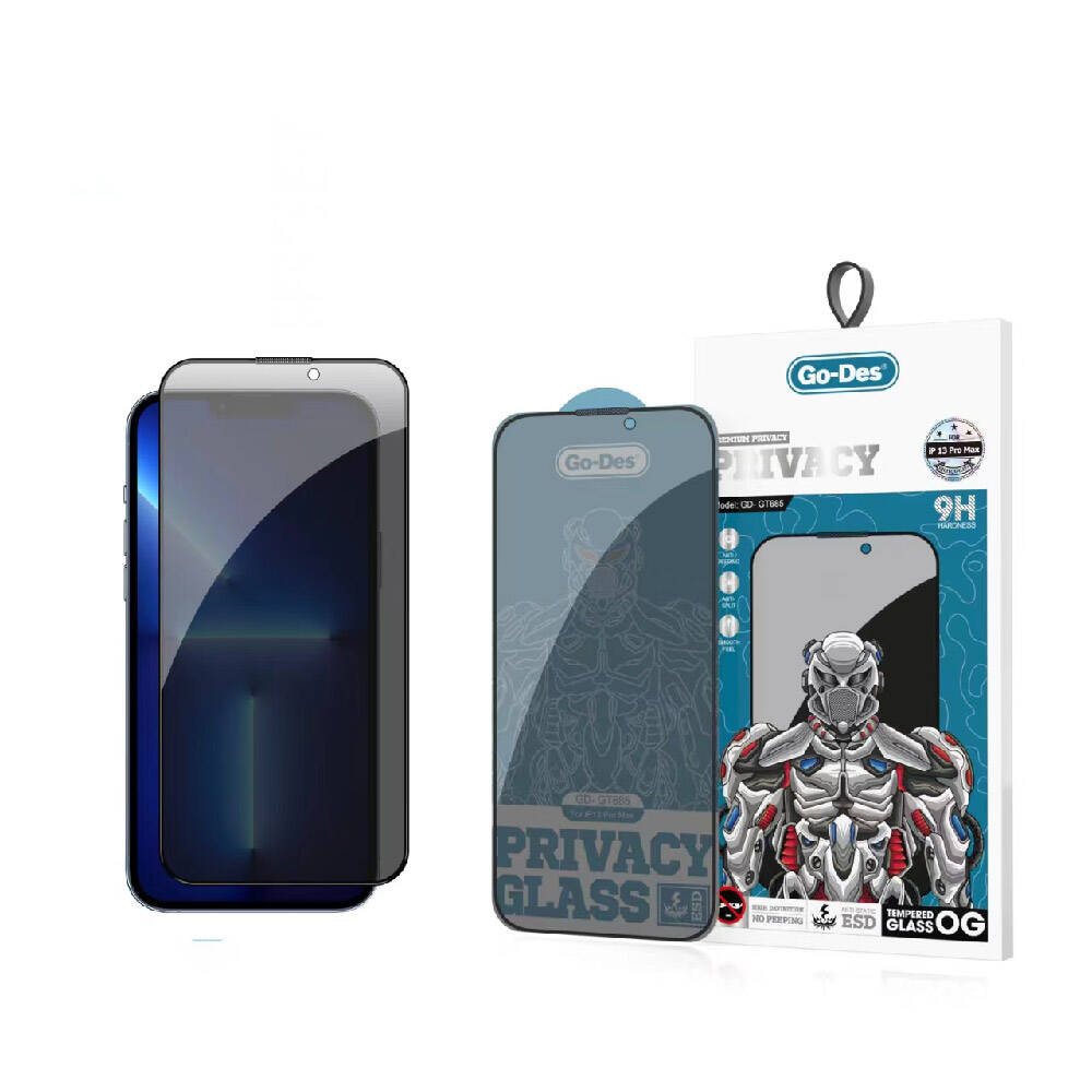 Go Des iPhone 13 Pro Max 9D Full Cover Privacy Temperli Cam Ekran Koruyucu