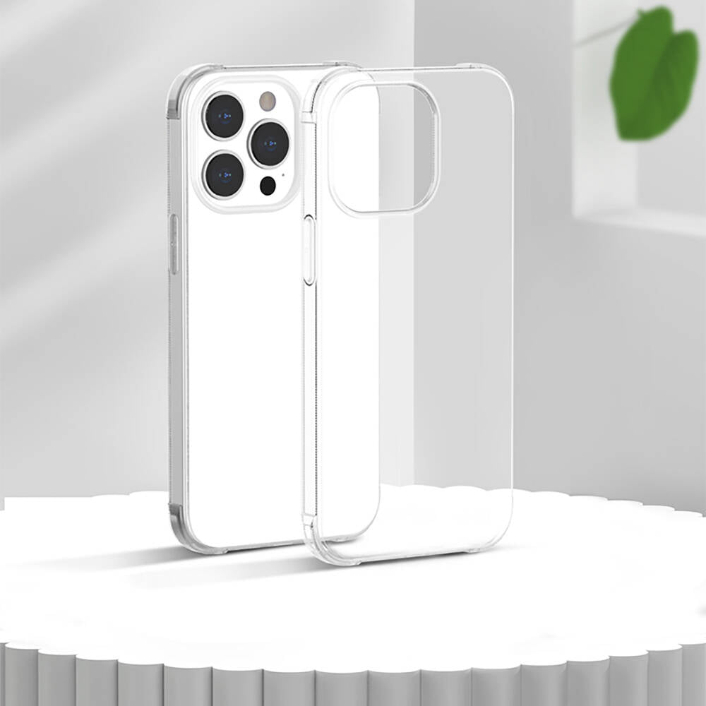 Recci Clarity Serisi iPhone 13 Pro Max Airbagli Şeffaf Darbe Emici Silikon Tasarımlı Kılıf
