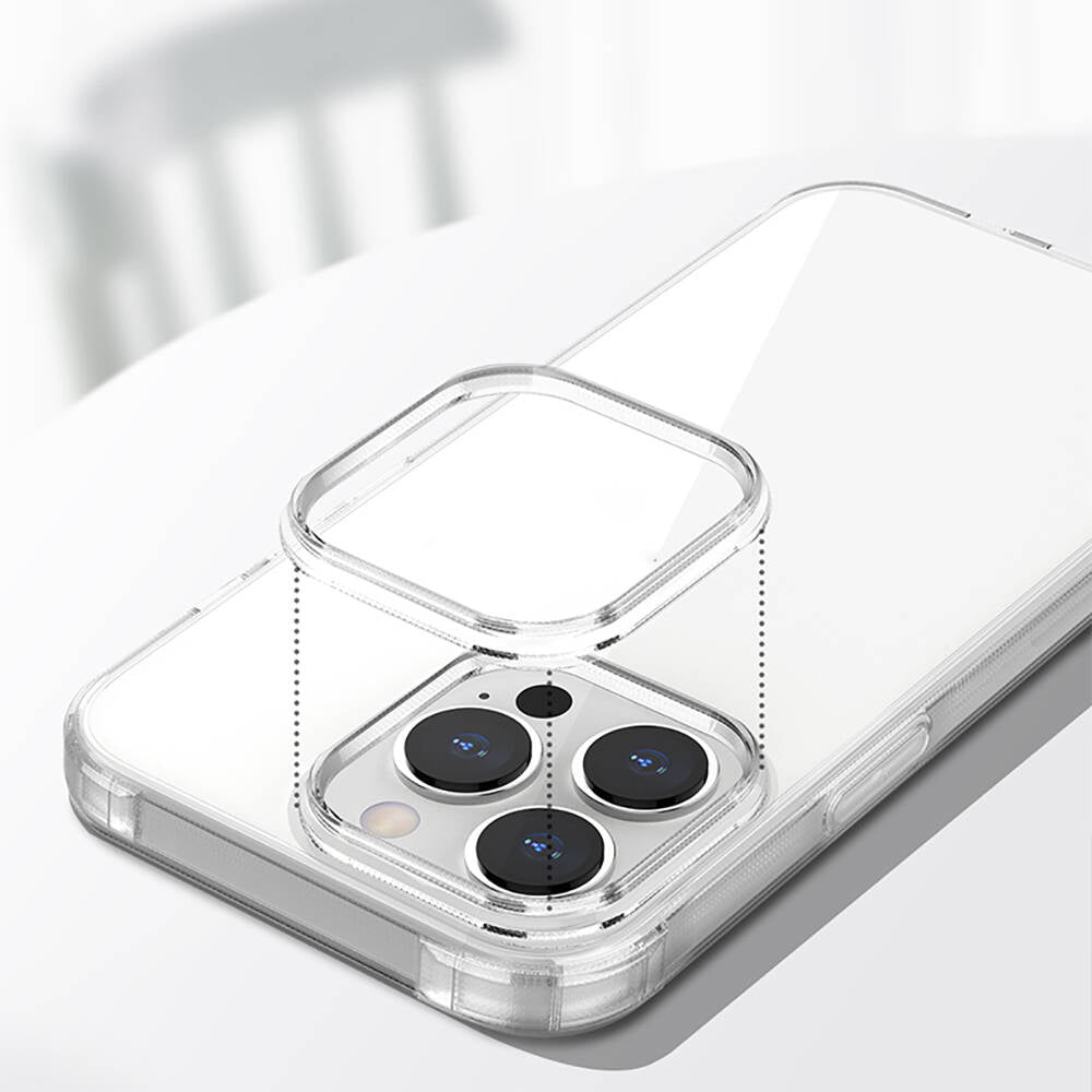 Recci Clarity Serisi iPhone 13 Pro Max Airbagli Şeffaf Darbe Emici Silikon Tasarımlı Kılıf