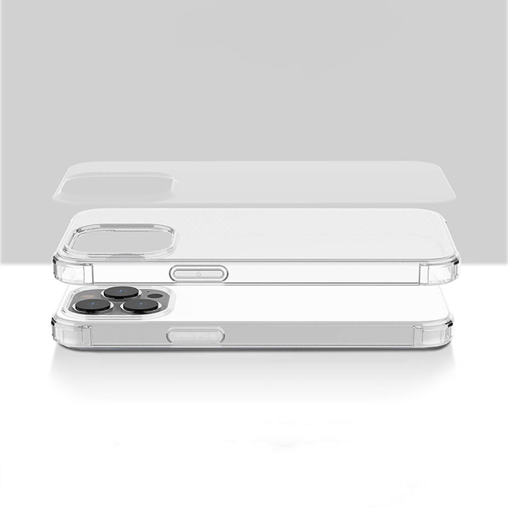 Recci Clarity Serisi iPhone 13 Pro Max Airbagli Şeffaf Darbe Emici Silikon Tasarımlı Kılıf