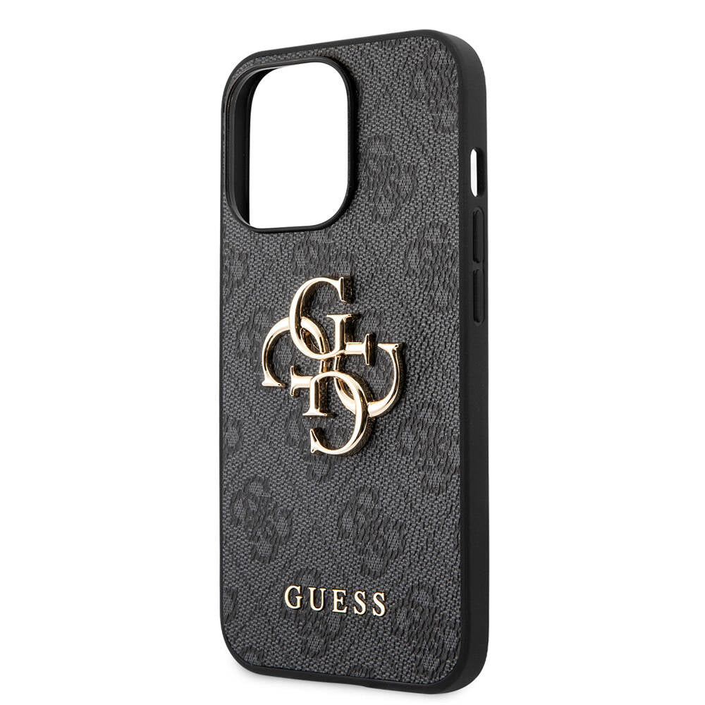 Guess iPhone 13 Pro Max Orjinal Lisanslı PU Deri 4G Desenli Metal Büyük 4G ve Yazı Logolu Telefon Kılıfı - 14