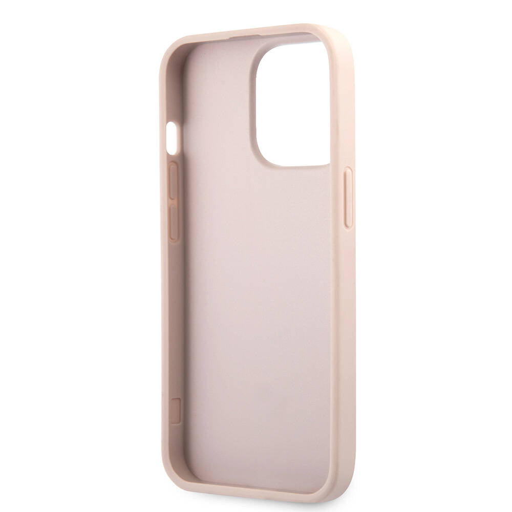 Guess iPhone 13 Pro Max Orjinal Lisanslı PU Deri 4G Desenli Metal Büyük 4G ve Yazı Logolu Telefon Kılıfı - 7