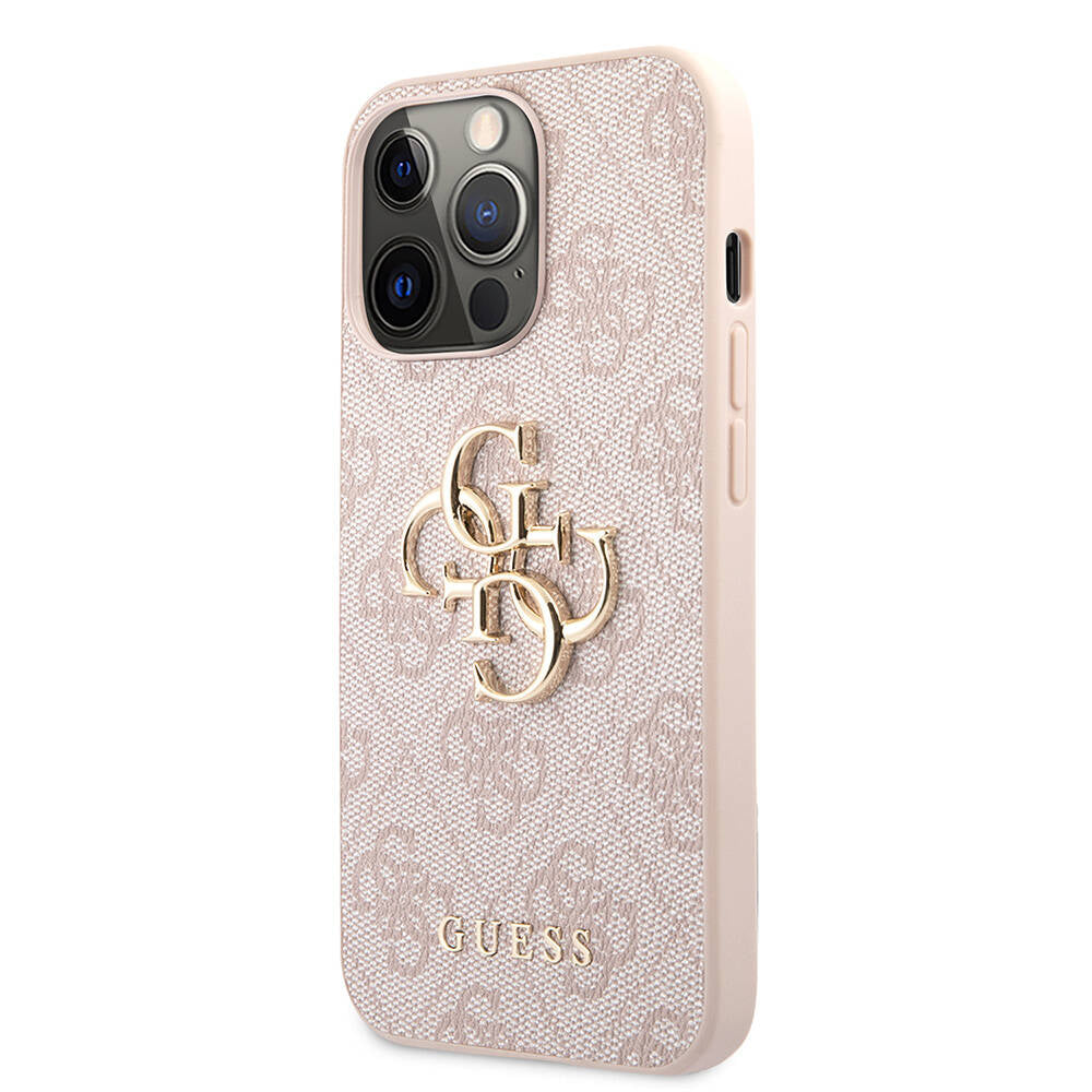 Guess iPhone 13 Pro Max Orjinal Lisanslı PU Deri 4G Desenli Metal Büyük 4G ve Yazı Logolu Telefon Kılıfı - 2