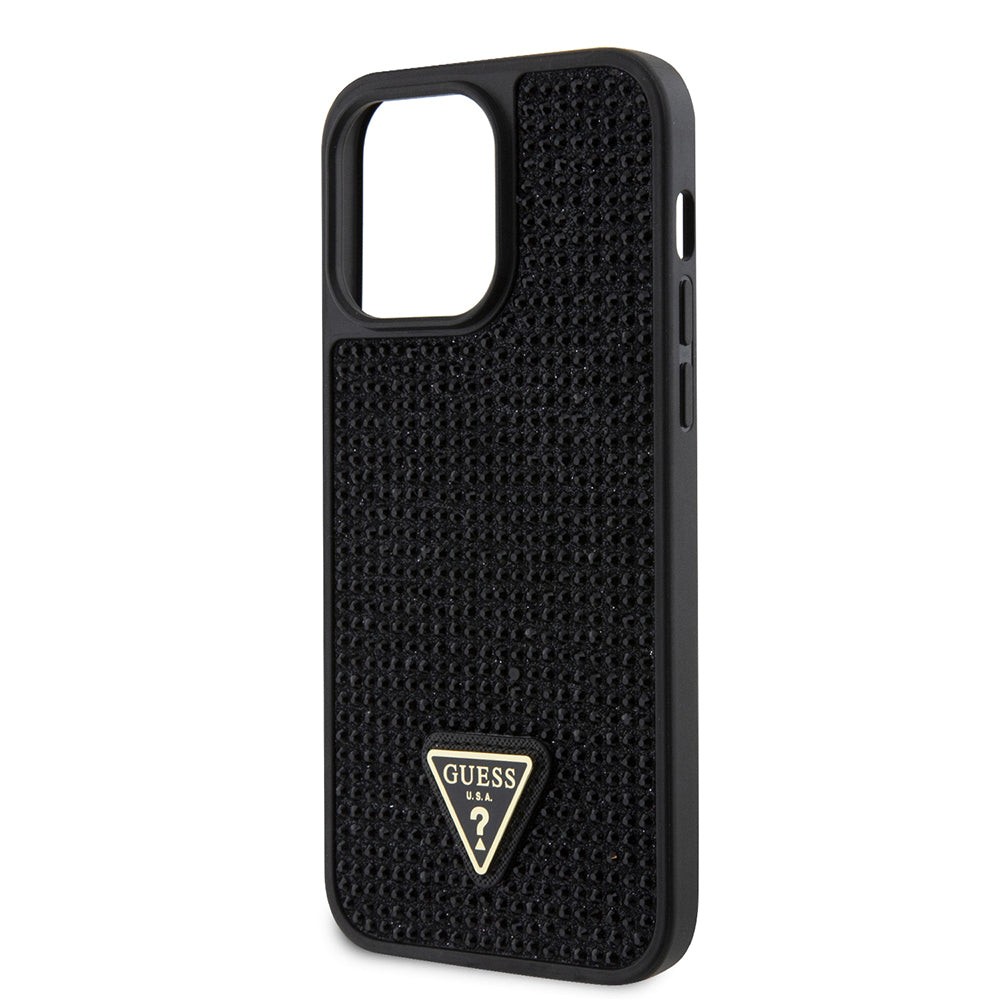 Guess iPhone 13 Pro Max Orjinal Lisanslı Taşlı Arka Yüzey Üçgen Logolu Telefon Kılıfı
