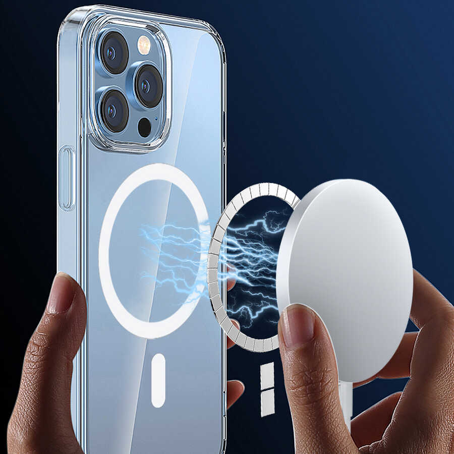 iPhone 13 Pro Wiwu M-safe Şarj Özellikli Lens Korumalı Şeffaf Silikon Kılıf - 8