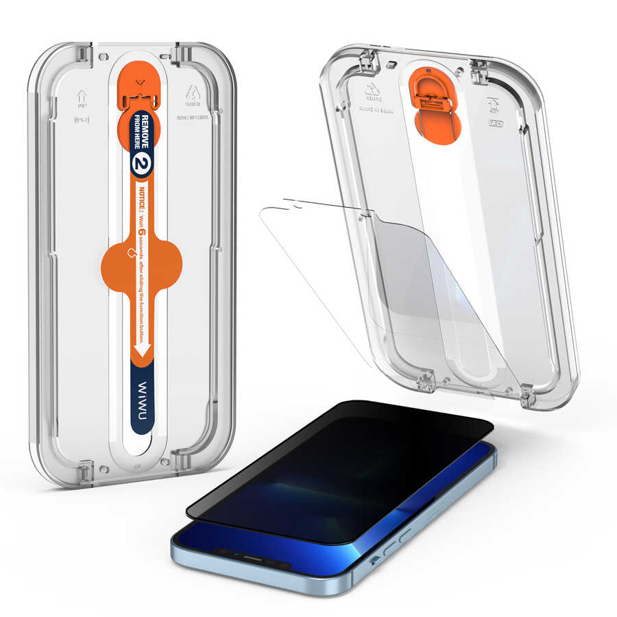 Wiwu Easy İnstall iPhone 13 iPrivacy Temperli Ekran Koruyucu - 5