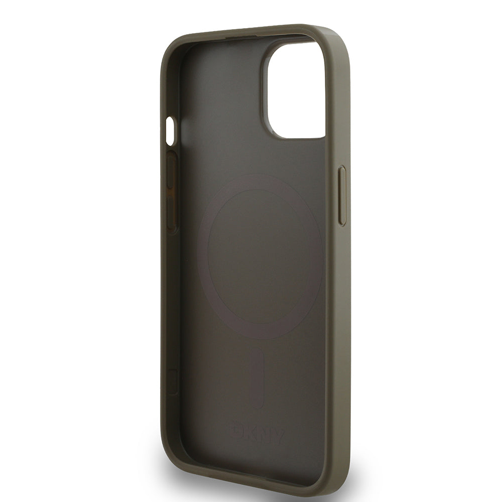 DKNY iPhone 14 Orjinal Lisanslı M-safe Şarj Özellikli 3D Yazılı Grid Pattern Kılıf