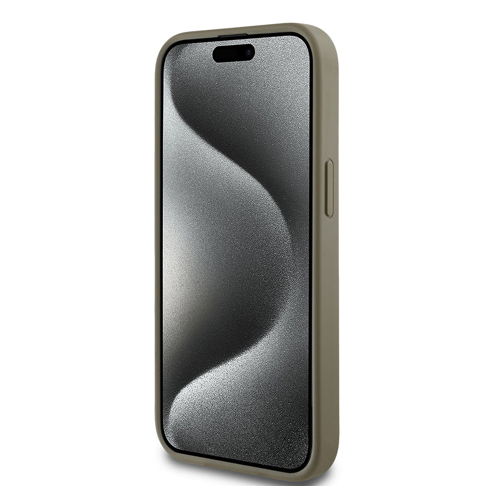 DKNY iPhone 14 Orjinal Lisanslı Taşlı DKNY Yazılı Metalik Rhinestones PU Deri Kılıf