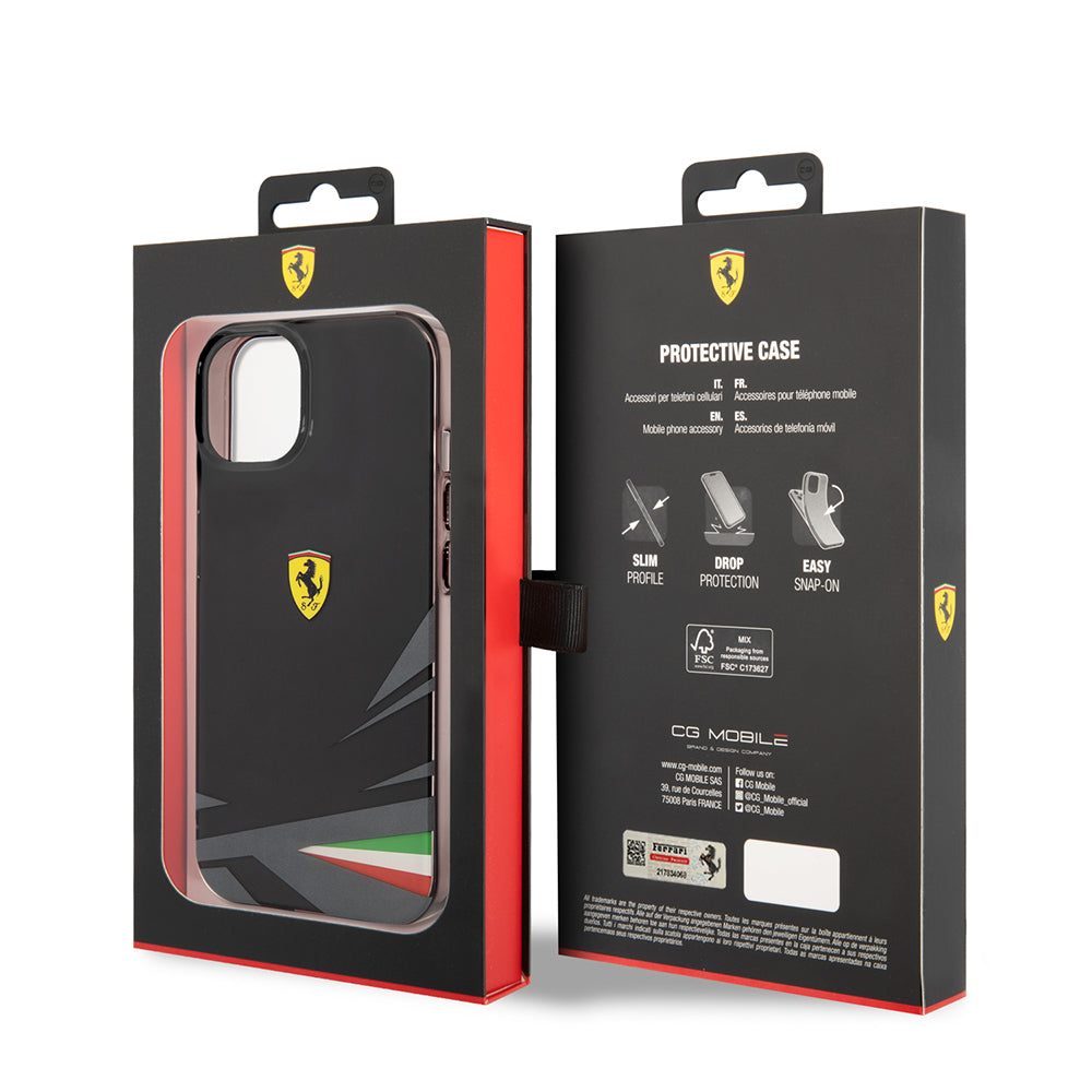 Ferrari iPhone 14 Orjinal Lisanslı Baskı Logolu İtalyan Bayrak Baskılı Dizayn Kılıf