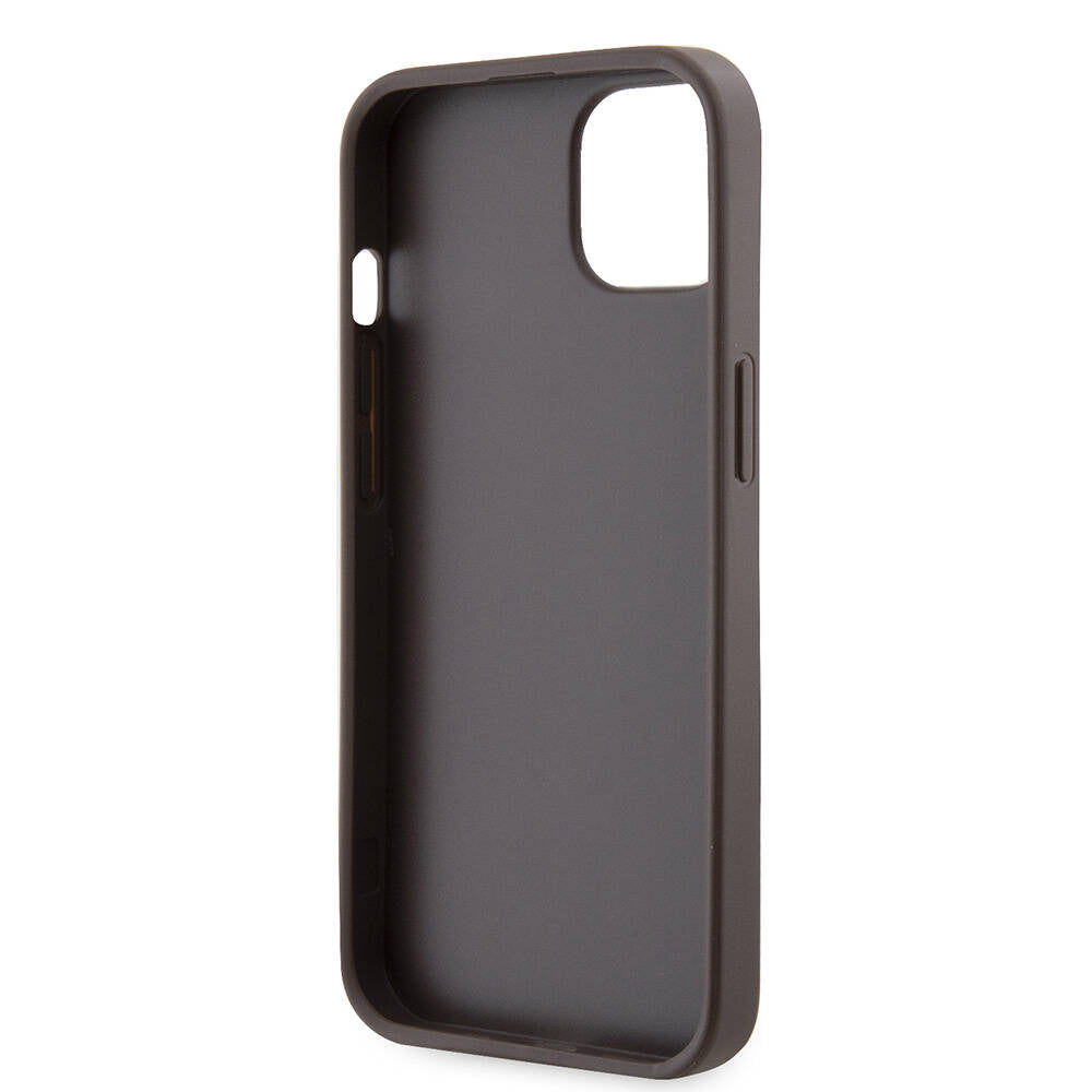 Guess iPhone 14 Orjinal Lisanslı PU Deri Taşlı Üçgen Logo 4G Desenli Telefon Kılıfı - 17