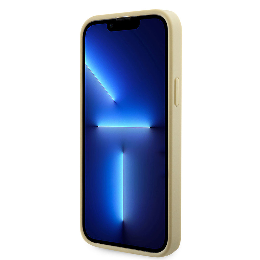Guess iPhone 14 Orjinal Lisanslı Taşlı Arka Yüzey Üçgen Logolu Telefon Kılıfı