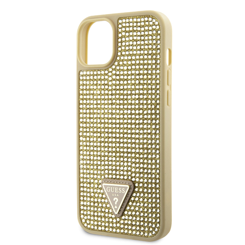 Guess iPhone 14 Orjinal Lisanslı Taşlı Arka Yüzey Üçgen Logolu Telefon Kılıfı