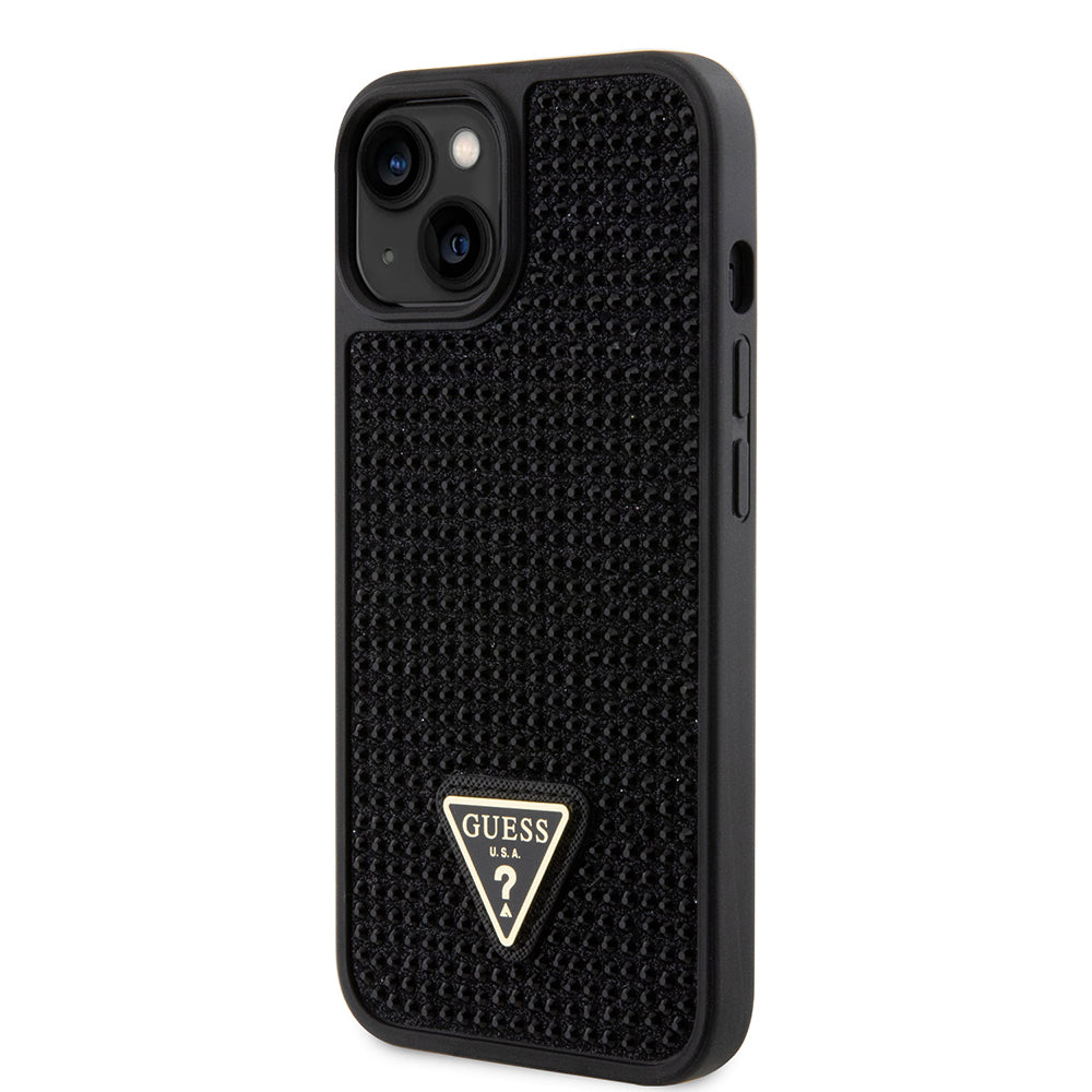 Guess iPhone 14 Orjinal Lisanslı Taşlı Arka Yüzey Üçgen Logolu Telefon Kılıfı