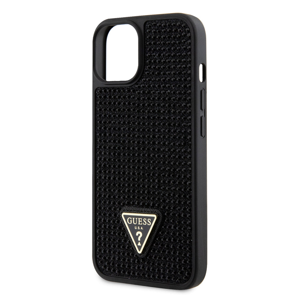 Guess iPhone 14 Orjinal Lisanslı Taşlı Arka Yüzey Üçgen Logolu Telefon Kılıfı