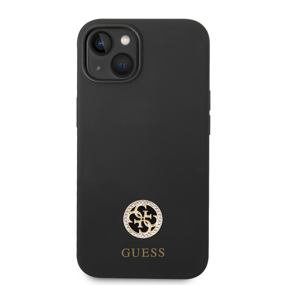 Guess iPhone 14 Orjinal Lisanslı Yazı ve Taşlı 4G Logolu Silikon Kılıf