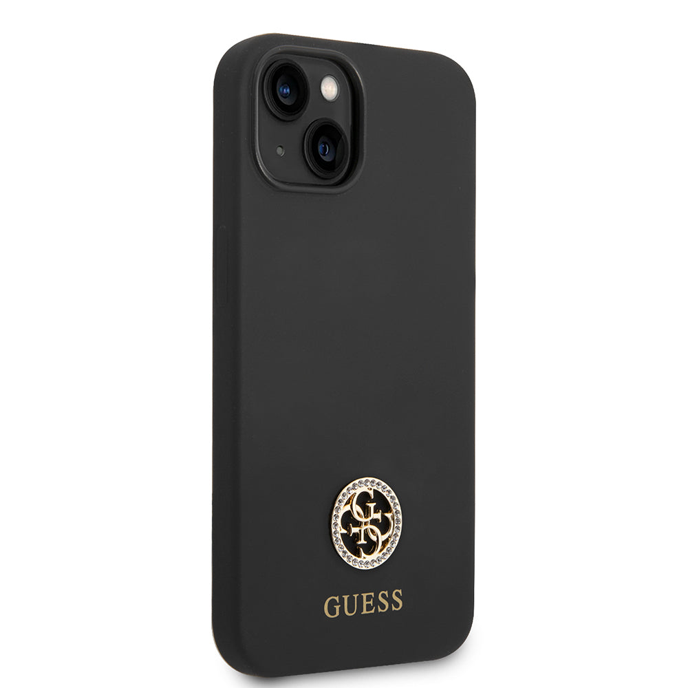 Guess iPhone 14 Orjinal Lisanslı Yazı ve Taşlı 4G Logolu Silikon Kılıf
