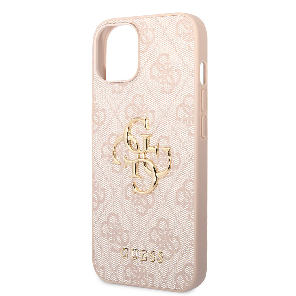 Guess iPhone 14 PU Deri Büyük Metal Logo Dizaynlı Telefon Kılıfı