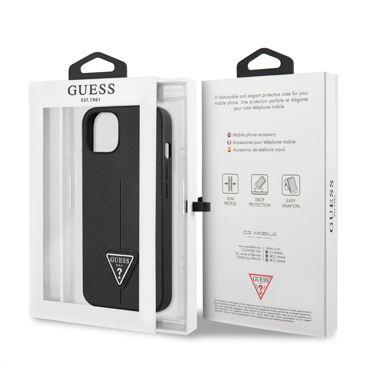 Guess iPhone 14 PU Safran Deri Üçgen Logo Dizayn Telefon Kılıfı - 7