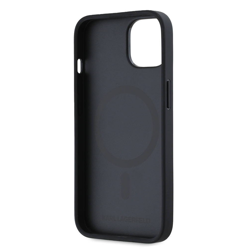 Karl Lagerfeld iPhone 14 Orjinal Lisanslı M-safe Şarj Özellikli KL Yazılı Hot Stamp Kılıf