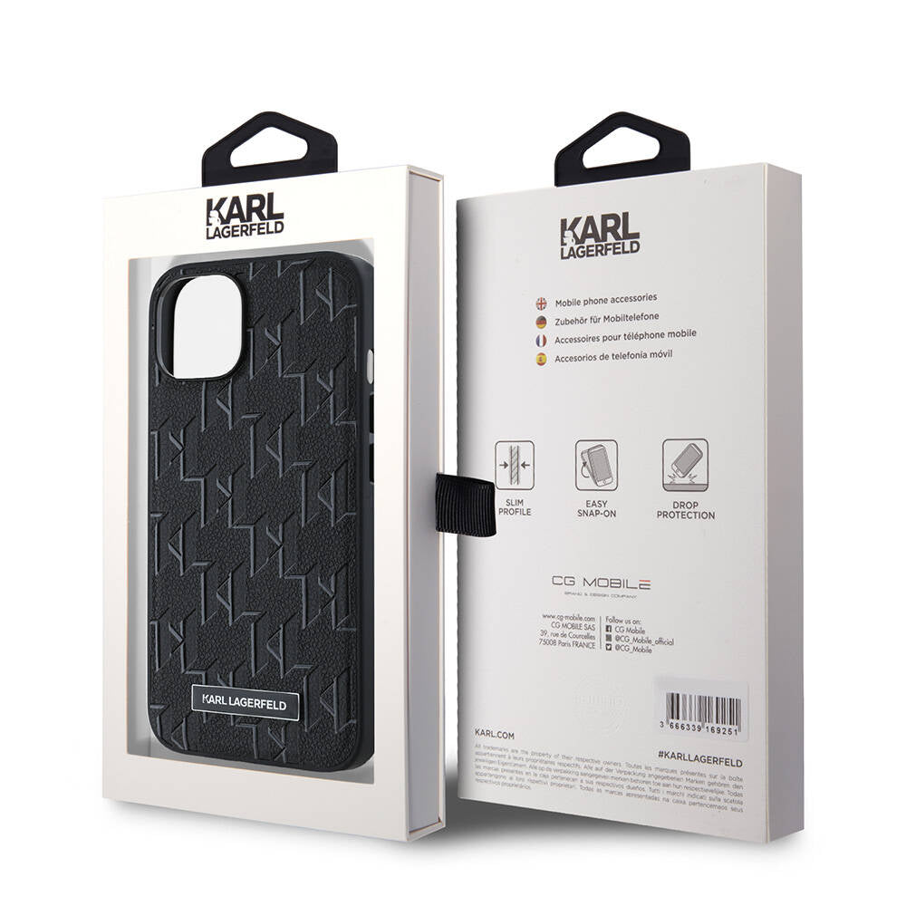 Karl Lagerfeld iPhone 14 Orjinal Lisanslı M-safe Şarj Özellikli KL Yazılı Hot Stamp Kılıf