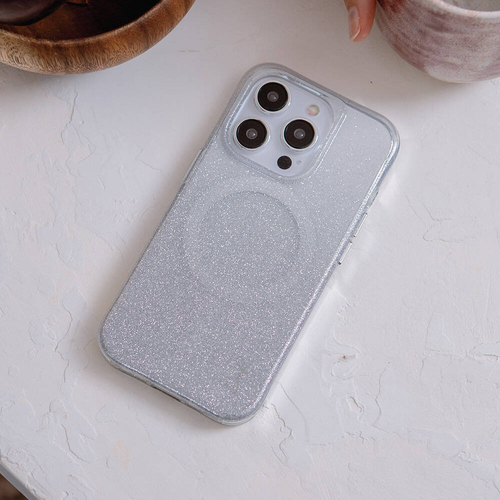 Coehl Lumino iPhone 14 M-safe Şarj Özellikli Simli Arka Yüzey Telefon Kılıfı