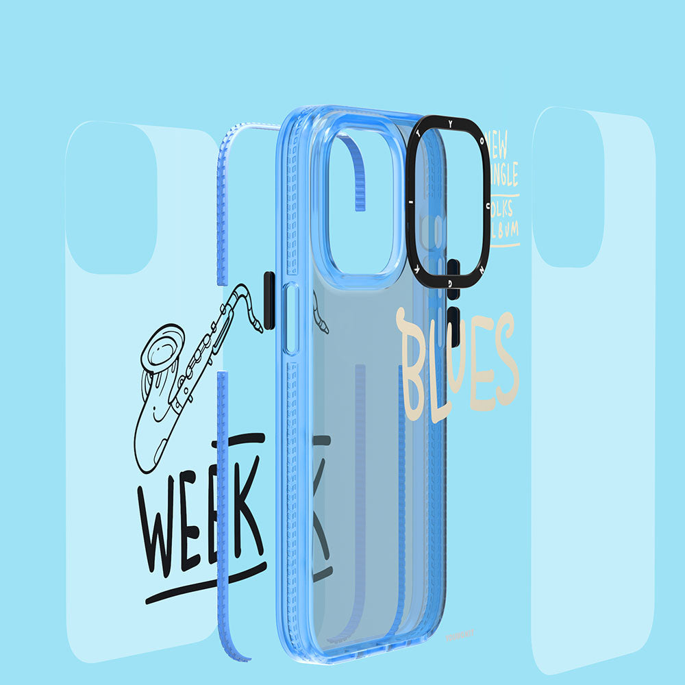 YoungKit Jazz Serisi iPhone 14 Şeffaf Renkli Yazı Temalı Tasarım Telefon Kılıfı - 5