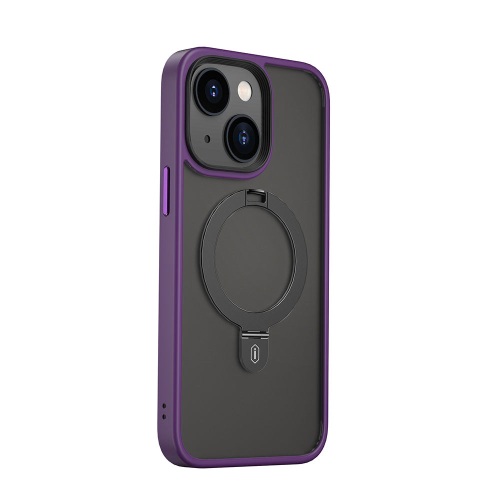 Wiwu ZMM-010 iPhone 14 Kılıf M-safe Şarj Özellikli Parmak İzi Bırakmayan Mat Transparan Standlı Telefon Kılıfı - 14