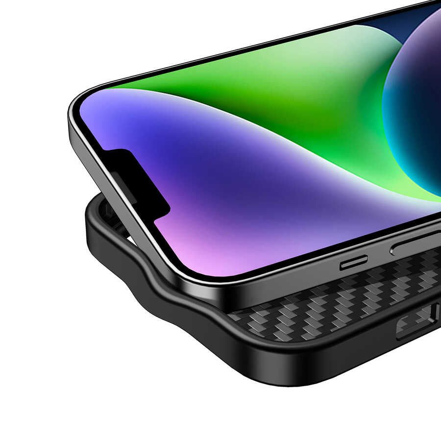 Wlons Radison iPhone 14 Plus Kılıf Aramid Karbon Fiber Magsafe Telefon Kılıfı - 11