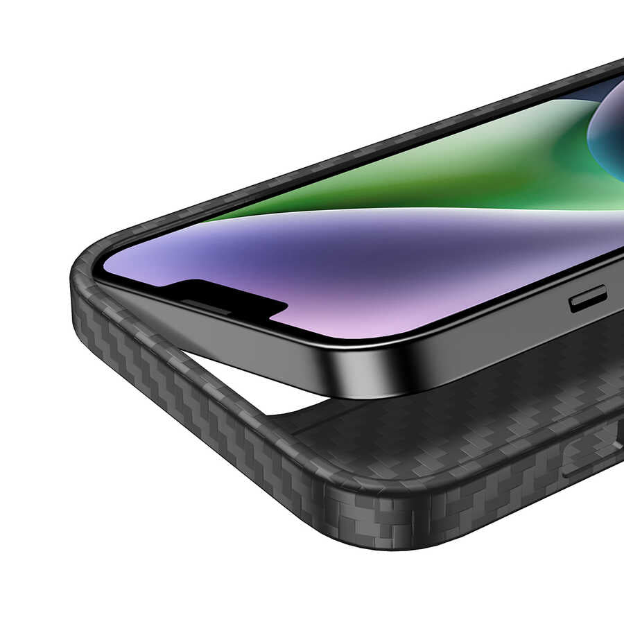 Wlons Radison iPhone 14 Plus Kılıf Aramid Karbon Fiber Magsafe Telefon Kılıfı - 12