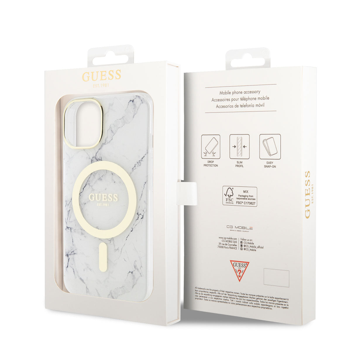 Guess iPhone 14 Plus Magsafe Şarj Özellikli Mermer Desenli Telefon Kılıfı - 7
