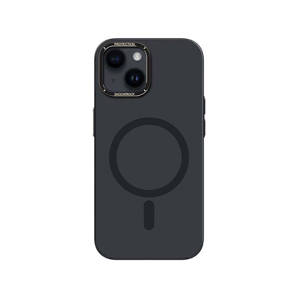 Recci Glaze Serisi iPhone 14 Plus M-safe Şarj Özellikli Metal Kamera Çerçeveli Kılıf