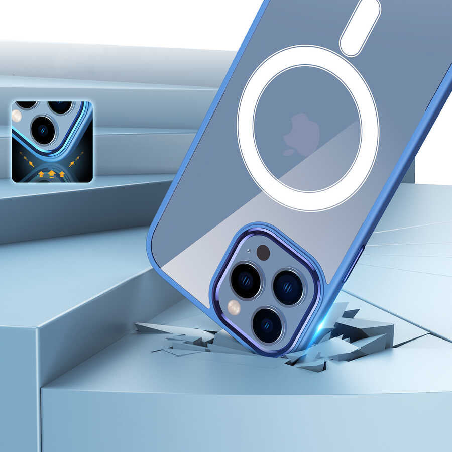 Cepax Chrome Magsafe iPhone 14 Plus Kablosuz Şarj Özellikli Silikon Telefon Kılıfı - 4