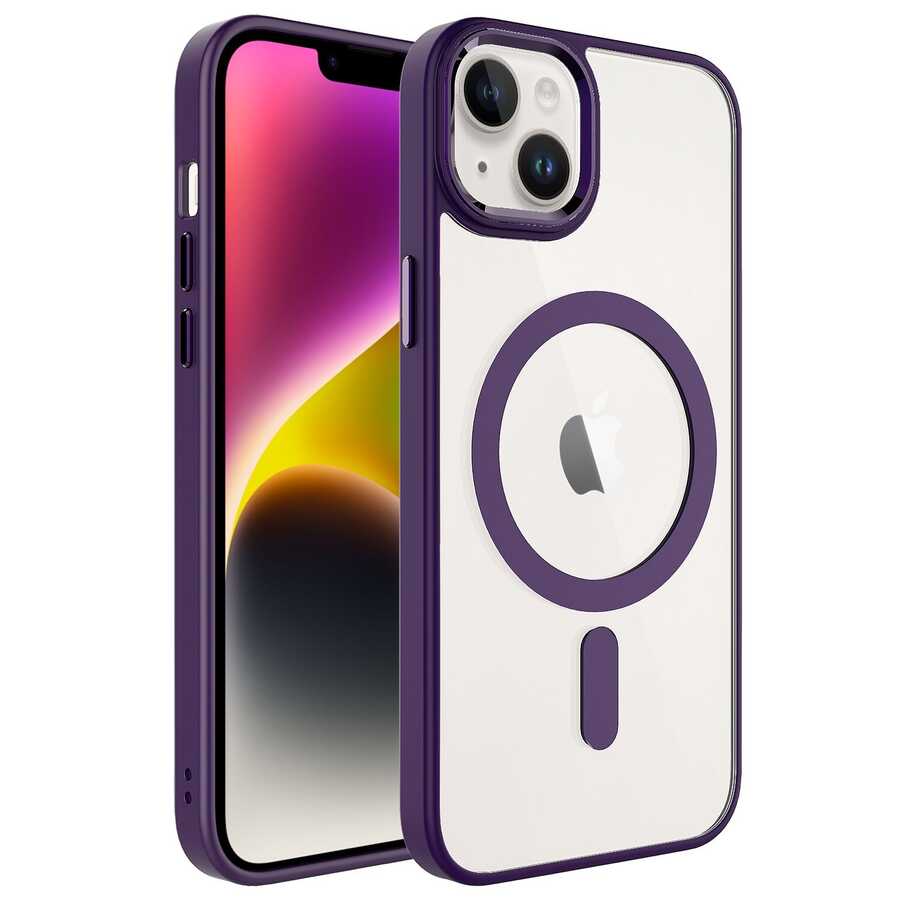 Cepax Chrome Magsafe iPhone 14 Plus Kablosuz Şarj Özellikli Silikon Telefon Kılıfı - 14