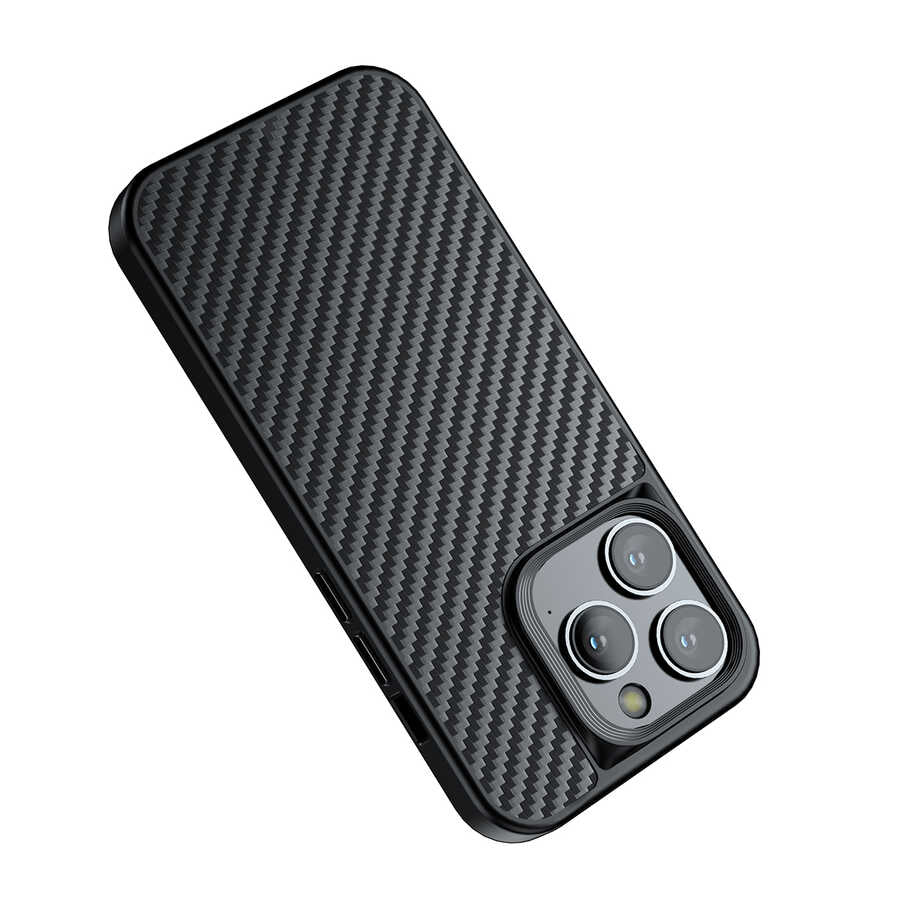 Wlons Radison iPhone 14 Pro Kılıf Aramid Karbon Fiber Magsafe Telefon Kılıfı - 5