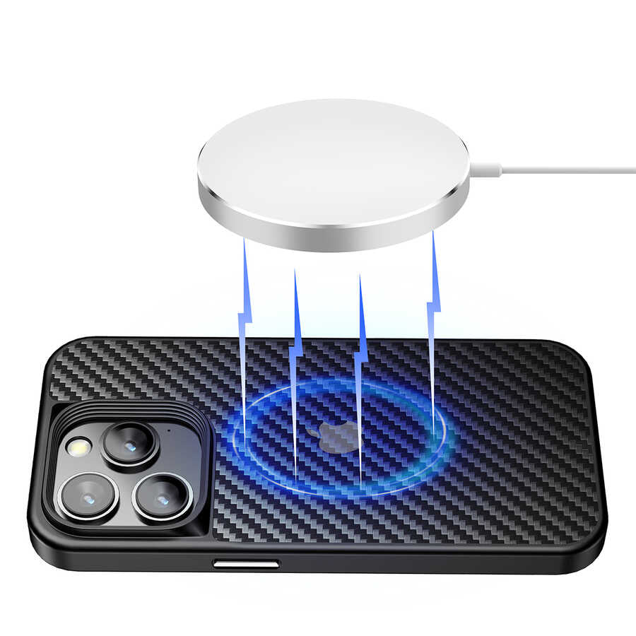 Wlons Radison iPhone 14 Pro Kılıf Aramid Karbon Fiber Magsafe Telefon Kılıfı - 9