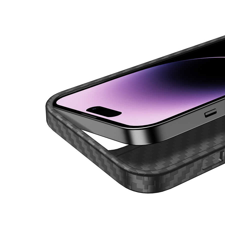 Wlons Radison iPhone 14 Pro Kılıf Aramid Karbon Fiber Magsafe Telefon Kılıfı - 10