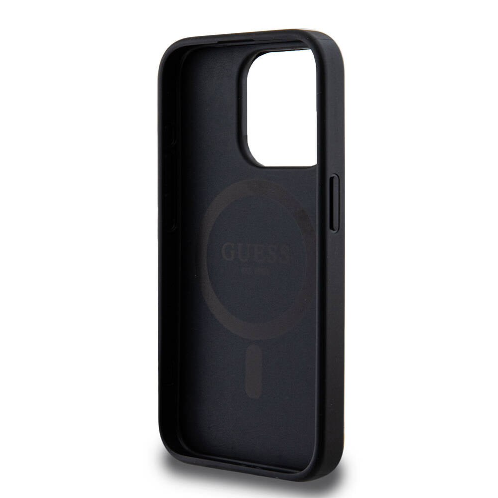 Guess iPhone 14 Pro Magsafe Şarj Özellikli PU Deri Metal Logolu Telefon Kılıfı - 8