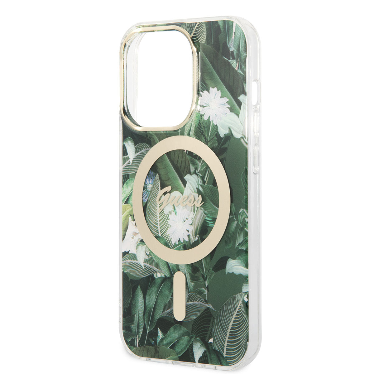 Guess iPhone 14 Pro Magsafe Şarj Özellikli Yaprak Desenli Magsafe Şarj Kablolu Telefon Kılıfı - 6