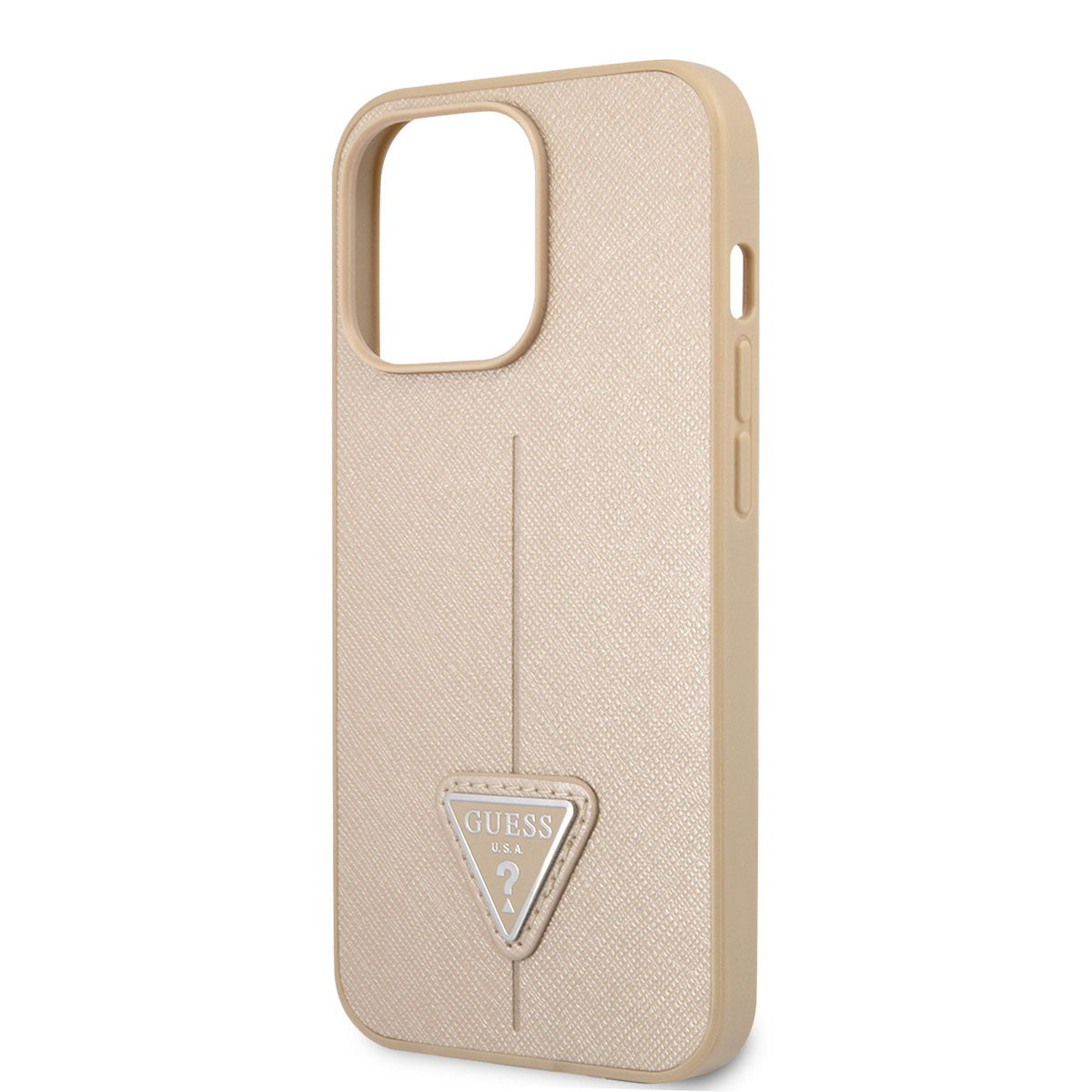 Guess iPhone 14 Pro PU Safran Deri Üçgen Logo Dizayn Telefon Kılıfı - 4