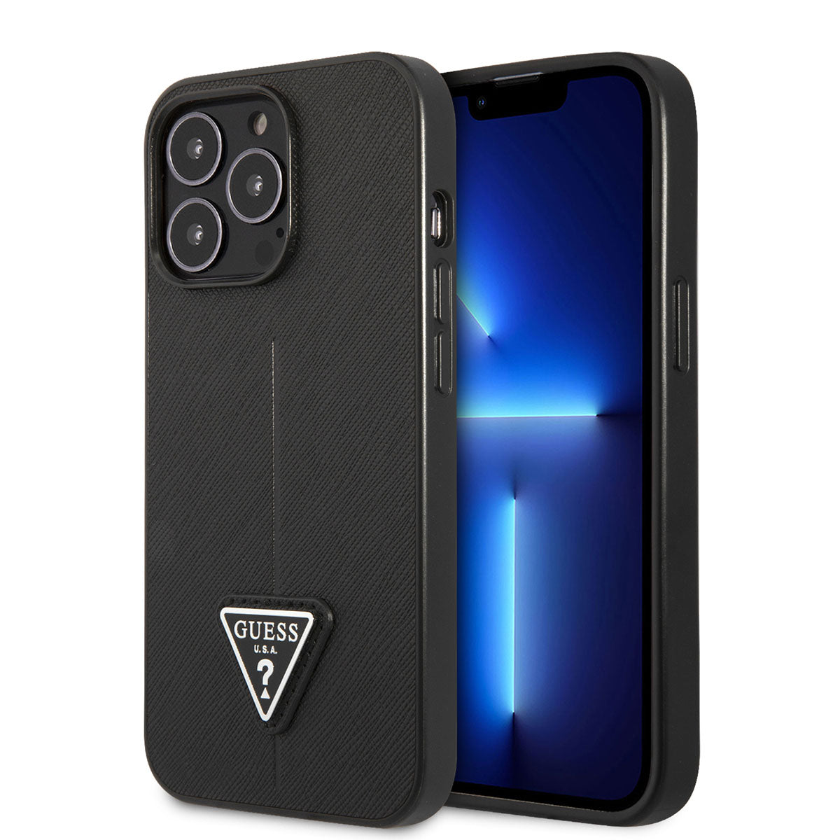 Guess iPhone 14 Pro PU Safran Deri Üçgen Logo Dizayn Telefon Kılıfı - 8