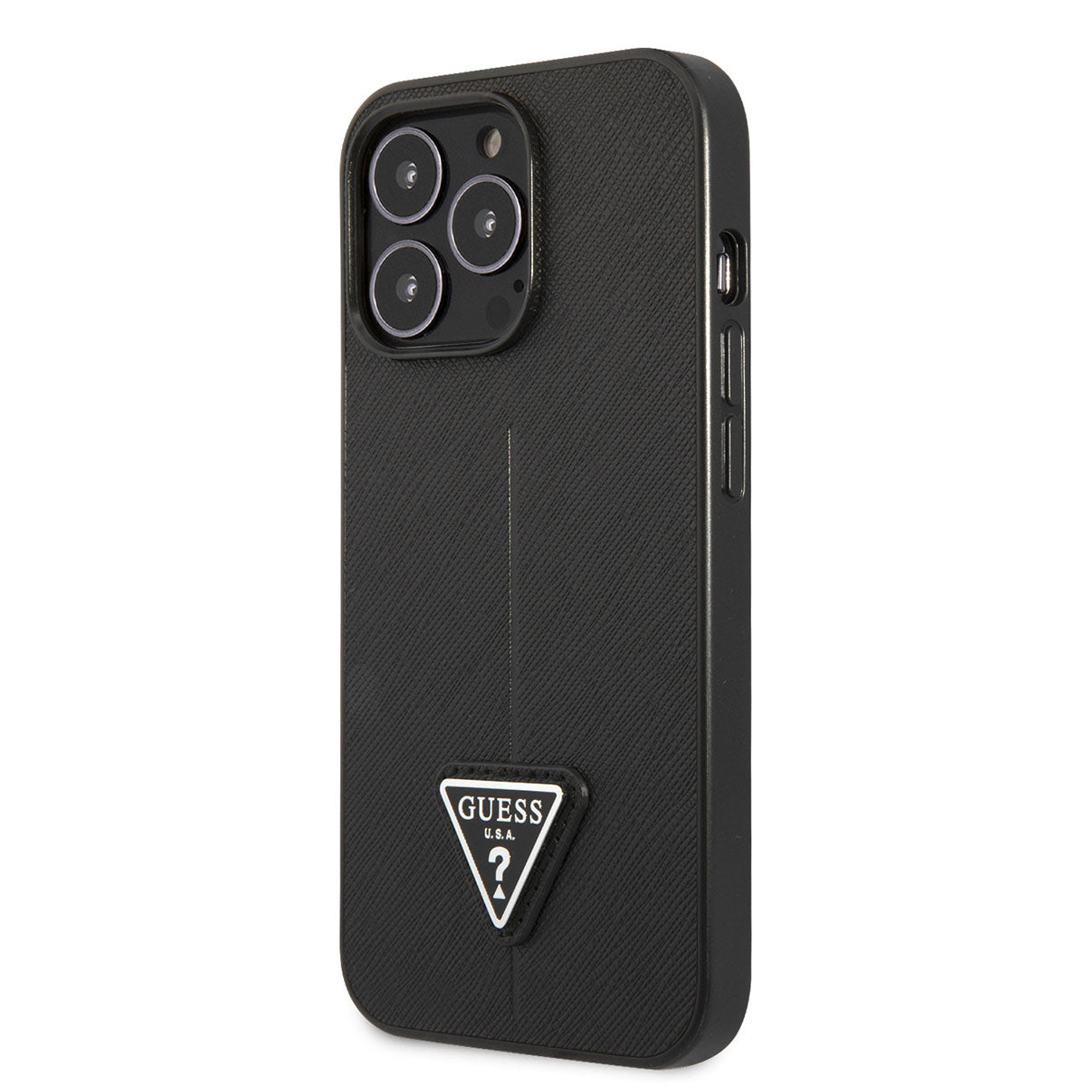 Guess iPhone 14 Pro PU Safran Deri Üçgen Logo Dizayn Telefon Kılıfı - 9