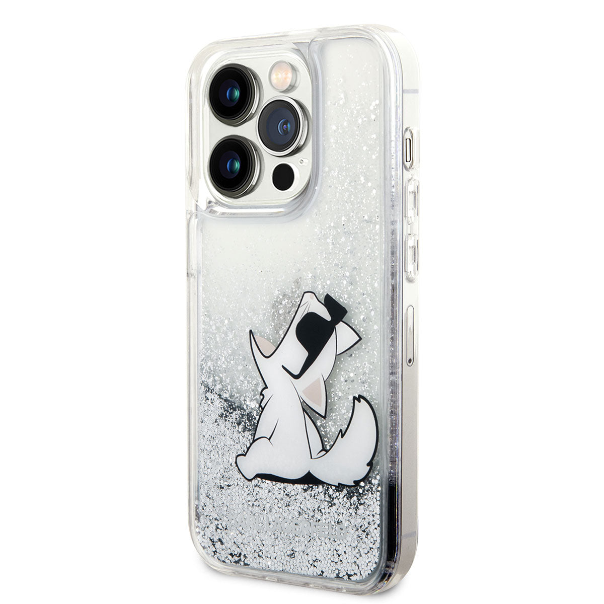 Karl Lagerfeld iPhone 14 Pro Kılıf Sıvılı Simli Choupette Dizayn Telefon Kılıfı - 2