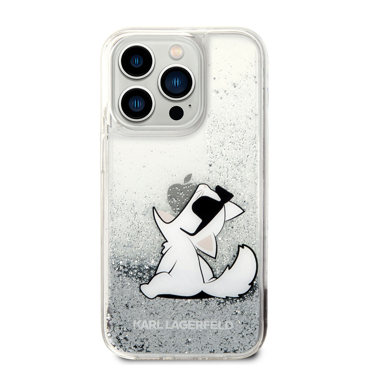 Karl Lagerfeld iPhone 14 Pro Kılıf Sıvılı Simli Choupette Dizayn Telefon Kılıfı - 3