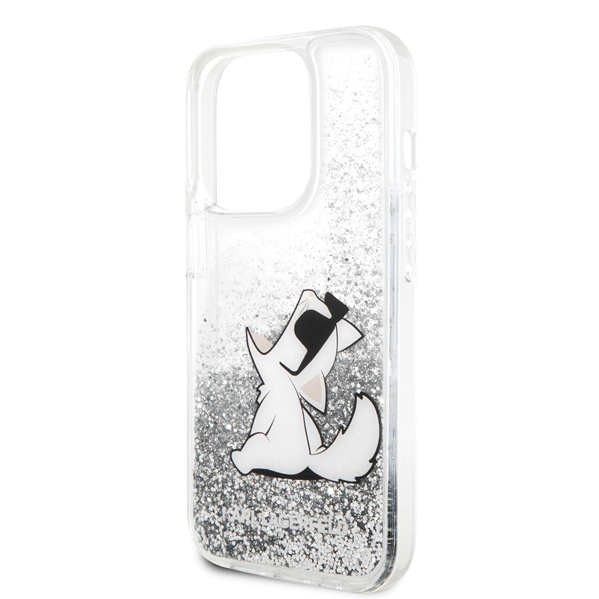 Karl Lagerfeld iPhone 14 Pro Kılıf Sıvılı Simli Choupette Dizayn Telefon Kılıfı - 5